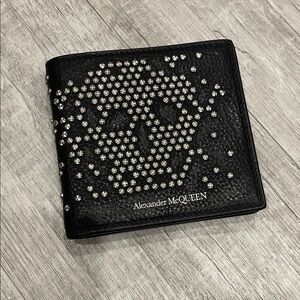 Alexander McQueen Black Card Holder with Silver Studs